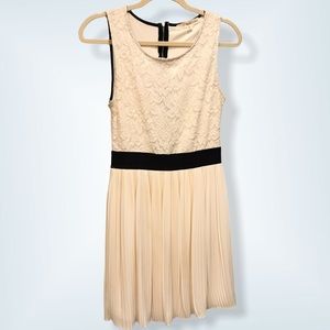 Rewind Lace and Pleated Ivory Mini Dress - M